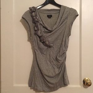 Anthropologie | Deletta Gray Ribbon Cowl Tee
